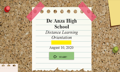  Photo of first slide in presentation: "Distance Learning August 10th"